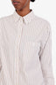 Saint Laurent White Striped Logo Embroidered Cassandre Button Down Shirt Size 36