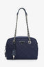 Prada Navy Quilted Tessuto Impuntu Chain Shoulder Bag
