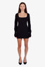 Acne Studios Black Wool Blend Square Neck Long Sleeve Corset Mini Dress Size 38