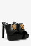Versace Black Leather La Medusa Platform Mules Size 36.5