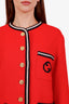 Gucci Red Wool Tweed GG Embroidered Jacket Size 40