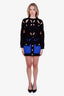 Balmain Blue/Black Frayed Tweed Button Mini Skirt Size 34