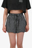 Ganni Black/White Gingham Shimmery Drawstring Shorts Size 32