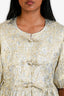 Ganni Gold/Silver Metallic Three Tie Peplum Top Size 40