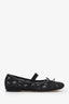 Valentino Black Mesh Leather Trim Logo Ballet Flats Size 38