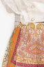 Maje Cream/Orange Scarf Printed Linen Shorts Size 36