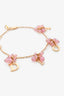 Christian Dior Gold Tone Beaded Logo Charm Bracelet