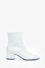 Celine White Patent Leather Triomphe Ankle Boots Size 38