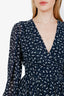Maje Navy Horse Print Skater Long Sleeve Mini Dress Size 34