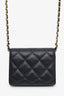 Pre-loved Chanel™ 2020 Black Lambskin Romance Ruffle Chain Card Wallet