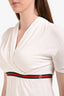 Gucci White Web Detail V-Neck T-Shirt Size S