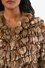 Holt Renfrew Light Brown Mink Silk Ruffle Jacket Size M