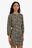 Maje Green/Purple/Blue Floral Print Long Sleeve Mini Dress Size 36