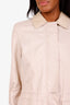 Loro Piana Beige Cotton Leather Trim Collar Jacket Size 40