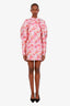 Rotate Birger Christensen Pink/White Floral Puff-Sleeve Dress Size 38