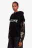 Celine Black Cotton Logo Camo Sleeve Hoodie Size L