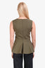 Fendi Olive Green Tailored Flare Hem Sleeveless Top Estimated Size M