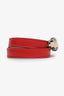 Bvlgari Red Leather Serpenti Forever Wrap Bracelet