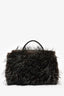 Sacai Black/Green Faux Fur Muff Top Handle Bag
