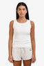 Christian Dior White Cotton Ribbed Knit Embroidered Tank Top Size 12 Kids