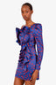 Self-Portrait Navy/Red Ruffled Off The Shoulder Short Dress Size 2