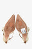 Christian Dior Cream/Gold Embroidered J'Adior Slingback Kitten Heels Size 38.5