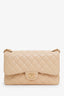Pre-loved Chanel™ 2016-17 Beige Quilted Caviar Leather Classic Jumbo Double Flap Bag