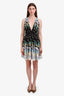 Roberto Cavalli Black/Blue V-Neck Ruched Sleeveless Mini Dress Size 42