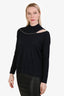 Fabiana Filippi Navy Cashmere Silk Monili Embellished Cut-Out Mock-Neck Sweater Size XS