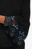 See by Chloe Black Ruffled Embroidered Cuff Long Sleeve Top Size XS