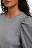 Veronica Beard Grey Cotton Ribbed Puff Sleeve Long Sleeve Top Size S