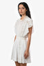 Isabel Marant Etoile White Cotton Lace High-Neck Short Sleeve Mini Dress Size 34