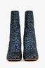 Fendi Navy/Rose Gold Jacquard Square Toe Heel Boots Size 38