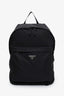Prada Black Nylon Saffiano Leather Zip Backpack