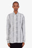 Saint Laurent White Striped Bandana Print Shirt Size 38