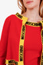 Moschino Couture Red Cashmere Wool Sleeveless Logo Dress and Sweater Set Size US 8