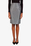 DSquared2 Silver/Black Midi Pencil Skirt Estimated Size 38