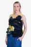 Dries Van Noten Yellow/Navy Asymmetrical Top Estimated Size M
