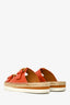 See By Chloe Orange Leather Glyn Dual-Buckle Espadrille Sandals Size 36