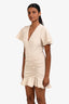 Sandro Beige Short Sleeve Ruched Mini Dress Size 34