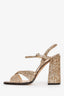 Jimmy Choo Gold Glitter Block Heels Sandals Size 37