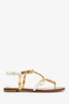 Moschino White Leather Logo Sandals Size 38