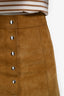 Isabel Marant Étoile Brown Calf Velvet Leather Button-Up Mini Skirt Size 34