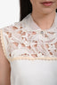 Miu Miu White Embroidered with Crochet Neckline Sleeveless Mini Dress Size XS