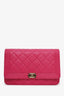 Pre-loved Chanel™ 2015-16 Pink Quilted Lambskin Boy Wallet on Chain