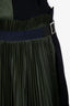 Sacai Green/Navy Wool Overlay Pleated Midi Skirt Size 4