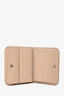 Balenciaga Beige Leather Logo Printed Bi-fold Compact Wallet