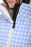 Moncler 2018 Light Blue Mufule Down Gingham Check Puffer Jacket Size 0