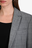 Tibi Grey Wool Check Single-Breasted Cut-Out Sleeve Blazer Size 4