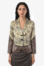 Etro Beige/Brown Satin Patterned Blazer Size 38
